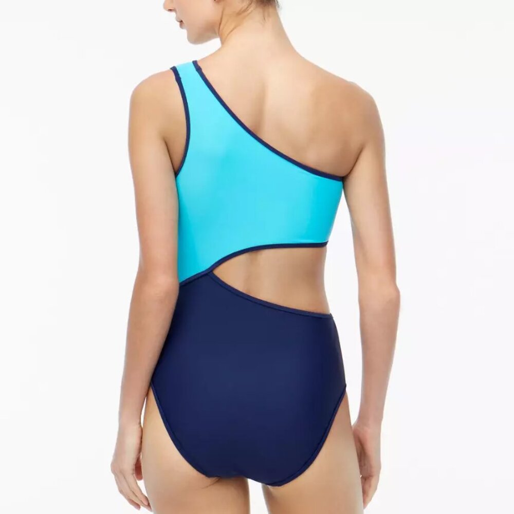 J. Crew Factory Colorblock One‎ Shoulder Swimsuit Size XXL Minimalist Resort - Picture 4 of 10